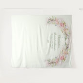 ピンクローゼスセージ緑ブライダルシャワー写真の背景 タペストリー (正面(横))