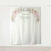 ピンクローゼスセージ緑ブライダルシャワー写真の背景 タペストリー (正面)