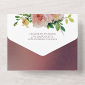 ピンクローゼストリングライトバーガンディーレッドウェディングRSVP オールインワン招待状 (裏面)