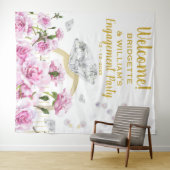 ピンクローゼスパール婚約リングや輪 タペストリー (インサイチュ(横))