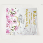 ピンクローゼスパール婚約リングや輪 タペストリー (正面(横))