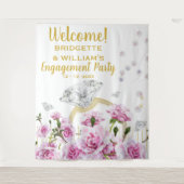 ピンクローゼスパール婚約リングや輪 タペストリー (正面)