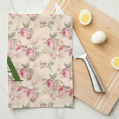 ピンクローゼスフローラキッチンタオル キッチンタオル (四つ折り)