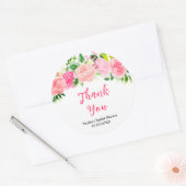 ピンクローゼスフローラブライダルシャワーサンキュー ラウンドシール (封筒)