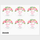 ピンクローゼスフローラブライダルシャワーサンキュー ラウンドシール (シート)