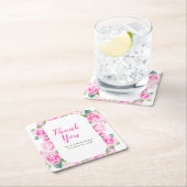 ピンクローゼスフローラブライダルシャワー スクエアペーパーコースター (インサイチュ)