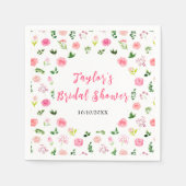ピンクローゼスフローラブライダルシャワー スタンダードカクテルナプキン (正面)