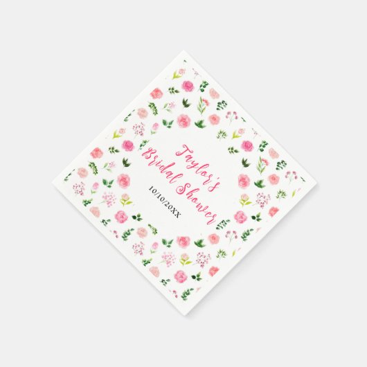 ピンクローゼスフローラブライダルシャワー スタンダードカクテルナプキン (角)