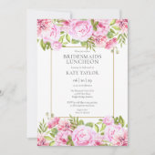 ピンクローゼスフローラブリデスメイドランチョン 招待状 (正面)