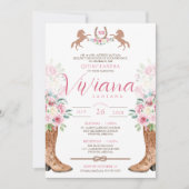 ピンクローゼスフローラブーツウエスタンチャラキンセアニェラ 招待状 (正面)
