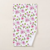 ピンクローゼスフローラプリント バスタオルセット (ハンドタオル)