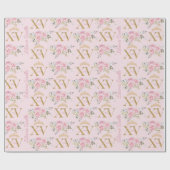 ピンクローゼスフローラミスXVキンセアニェラ15誕生日 ラッピングペーパー (フラット)