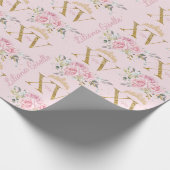ピンクローゼスフローラミスXVキンセアニェラ15誕生日 ラッピングペーパー (角)