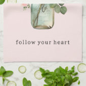 ピンクローゼスフローラメイソンジャー キッチンタオル (折り畳み)