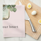 ピンクローゼスフローラメイソンジャー キッチンタオル (四つ折り)