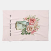 ピンクローゼスフローラメイソンジャー キッチンタオル (横)