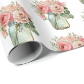 ピンクローゼスフローラメイソンジャー ラッピングペーパー (ロールコーナー)