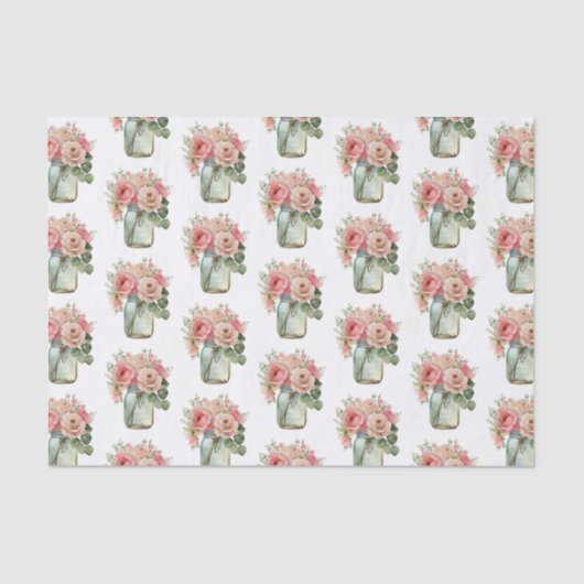 ピンクローゼスフローラメイソンジャー 薄葉紙 (正面)