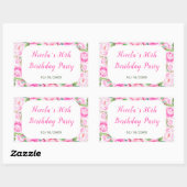 ピンクローゼスフローラ誕生日 長方形シール (シート)