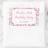 ピンクローゼスフローラ誕生日 長方形シール (バッグ)