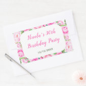 ピンクローゼスフローラ誕生日 長方形シール (封筒)