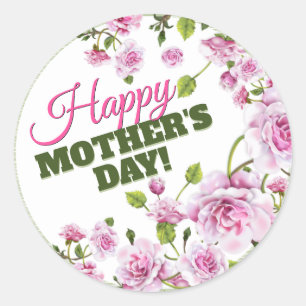 ピンクローゼスフローラ Happy Mother's Day ラウンドシール
