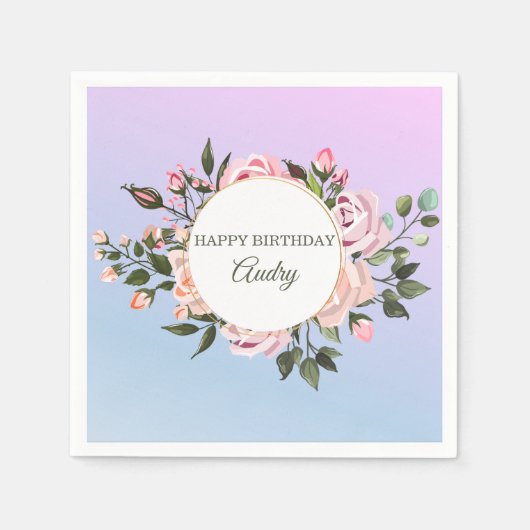 ピンクローゼスリース スタンダードカクテルナプキン (正面)