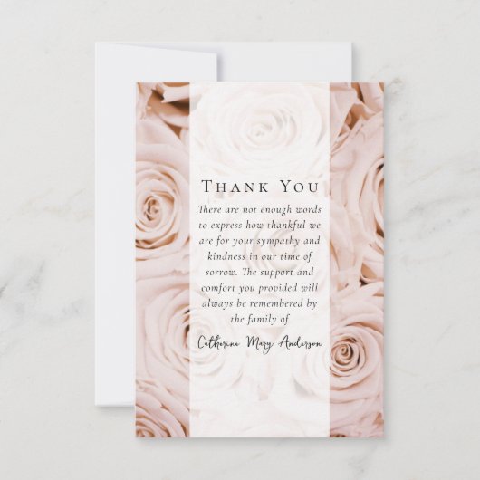 ピンクローゼス写真悔やみや弔慰葬儀記念 サンキューカード (正面)