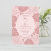 ピンクローゼス結婚式招待状 招待状 (スタンド正面)