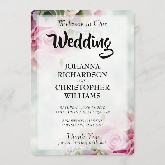 ピンクローゼス結婚式 プログラム (正面)