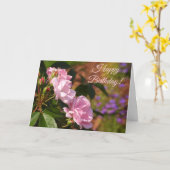 ピンクローゼス誕生日 カード (黄色い花)