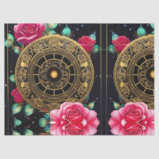 ピンクローゼス金ゴールドフィリーアート 薄葉紙 (正面)