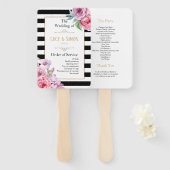ピンクローゼズとストライプ結婚式 プログラム ハンドファン (正面&裏面)