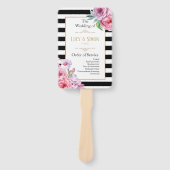 ピンクローゼズとストライプ結婚式 プログラム ハンドファン (正面)