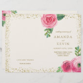 ピンクローゼズと金ゴールドグリッター結婚式 プログラム (正面/裏面)