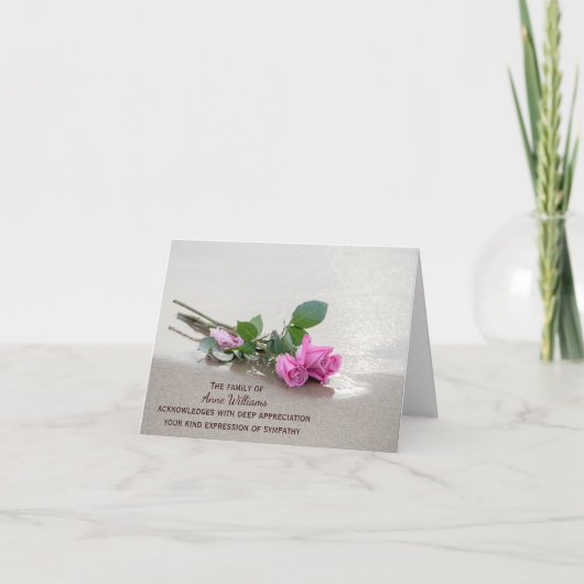 ピンクローゼズオンビーチ家族からありがとう サンキューカード (正面)