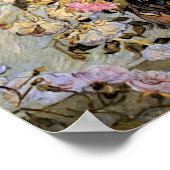 ピンクローゼズファン付き花瓶ゴッホファインアート ポスター (角)