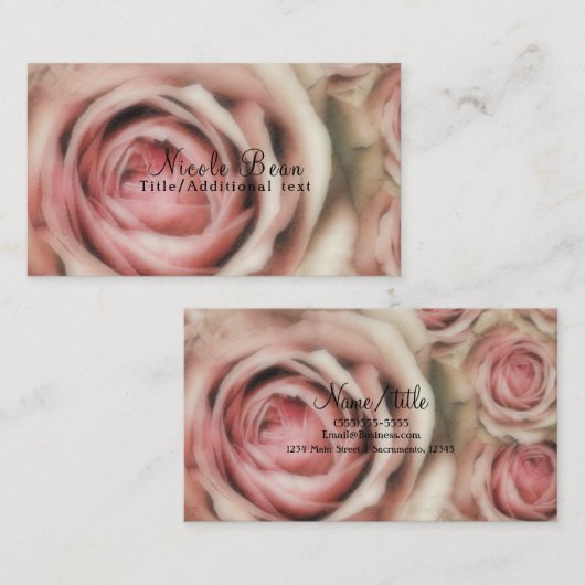 ピンクローゼズファームハエレガントウス素朴シックフローラ 名刺 (正面/裏面)