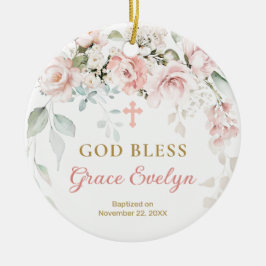 ピンクローゼズブロージズクロスオーナメント セラミックオーナメント