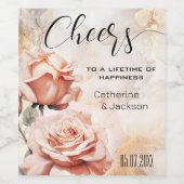 ピンクローゼズボホグラム結婚ズ ワインラベル (シングルラベル)