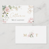 ピンクローゼズリーフ結婚ズ座席表 プレイスカード (正面/裏面)