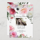 ピンクローゼズ葬儀のお知らせ/招待状 招待状 (正面/裏面)