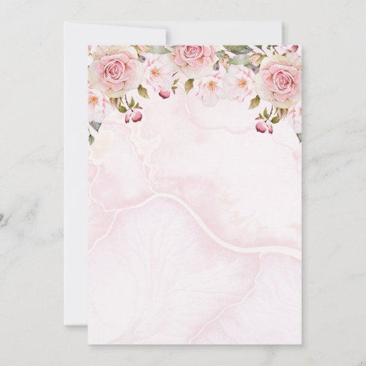 ピンクローゼズ蝶フローラファーストホーリーコミュニオン 招待状 (裏面)