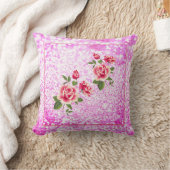 ピンクローゼズ&グリッターバレンタイン装飾用クッション クッション (ブランケット)