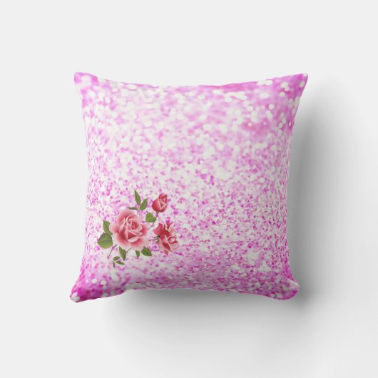 ピンクローゼズ&グリッターバレンタイン装飾用クッション クッション (裏面)