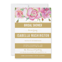 ピンクローゼズ&金ゴールドホワイトストライプブライダルシャワー