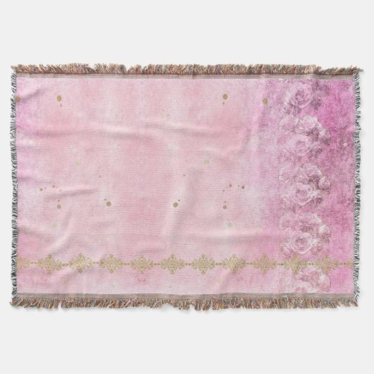 ピンクローゼダマスクグランジ – 毛布 (正面)