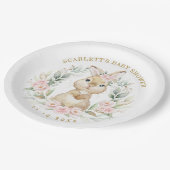 ピンクローゼバニーイースターラビットガールベビーシャワー ペーパープレート (アングル)