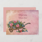 ピンクローゼフラワーガールの手押し車 案内ポストカード (正面/裏面)