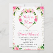 ピンクローゼフラワーズハートリースベビーシャワー 招待状 (正面)